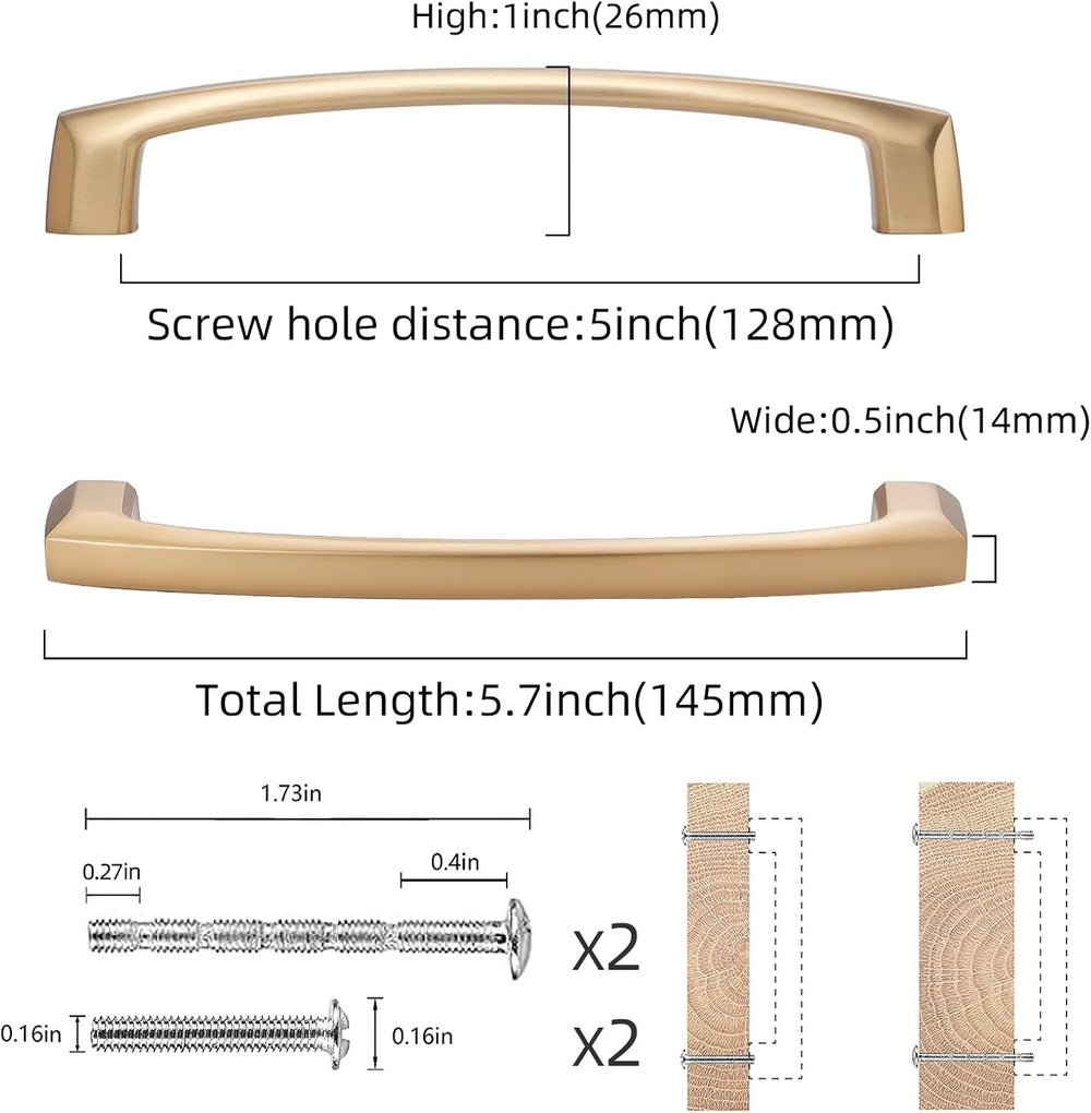 10 Pack 5 Inch(128mm) Champagne Bronze Cabinet Handles Champagne Kitchen Cabi...