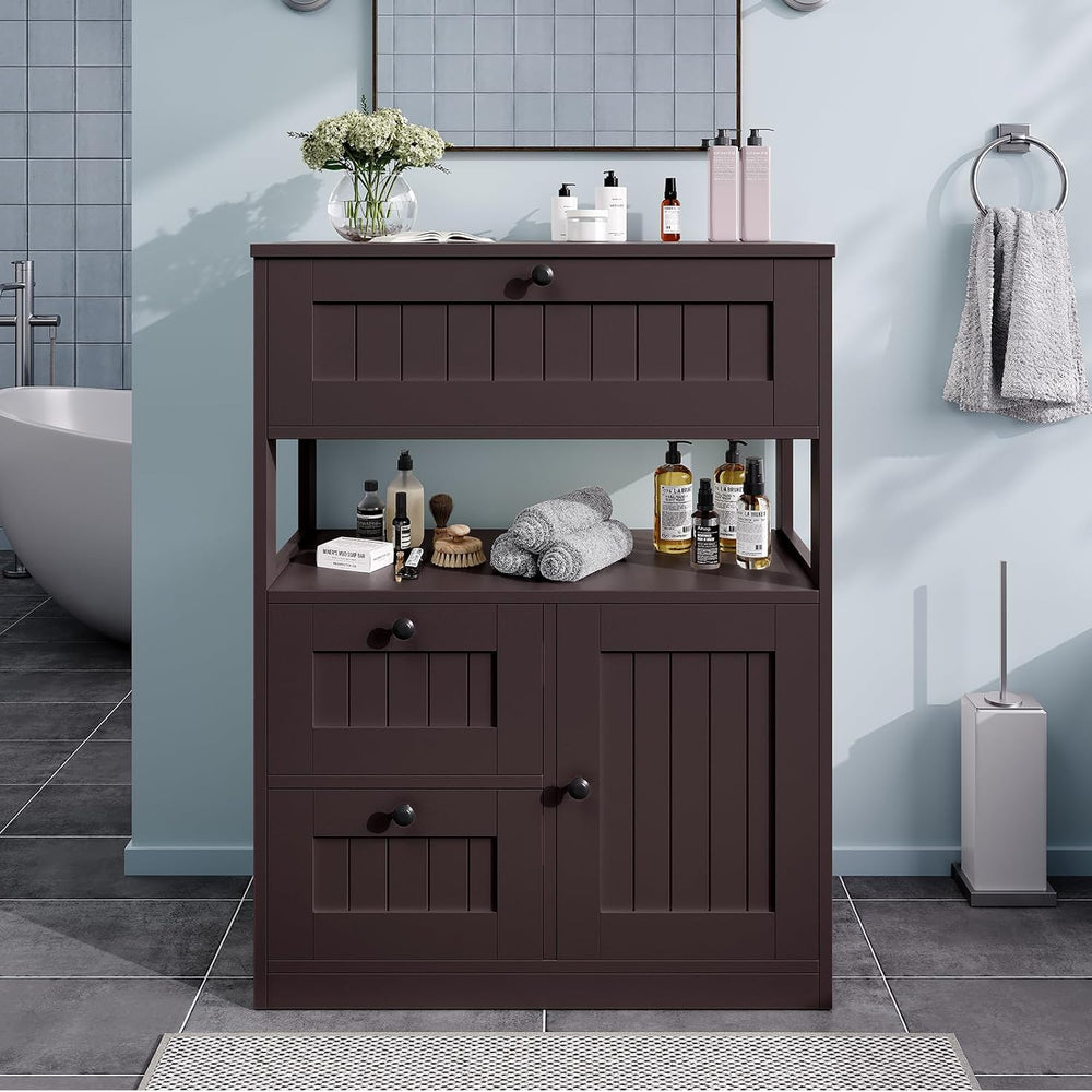 Bathroom Cabinet, Modern Bathroom Floor Storage Cabinet Organizer with 1 Door...