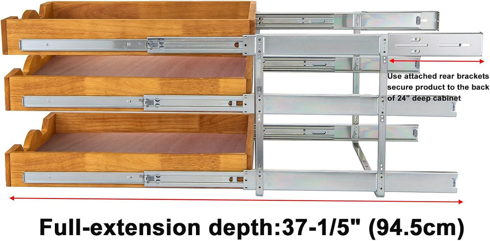 DINDON 3 Tier Pull Out Cabinet Organizer 14”W X21”D Slide Out Shelves With Sh...