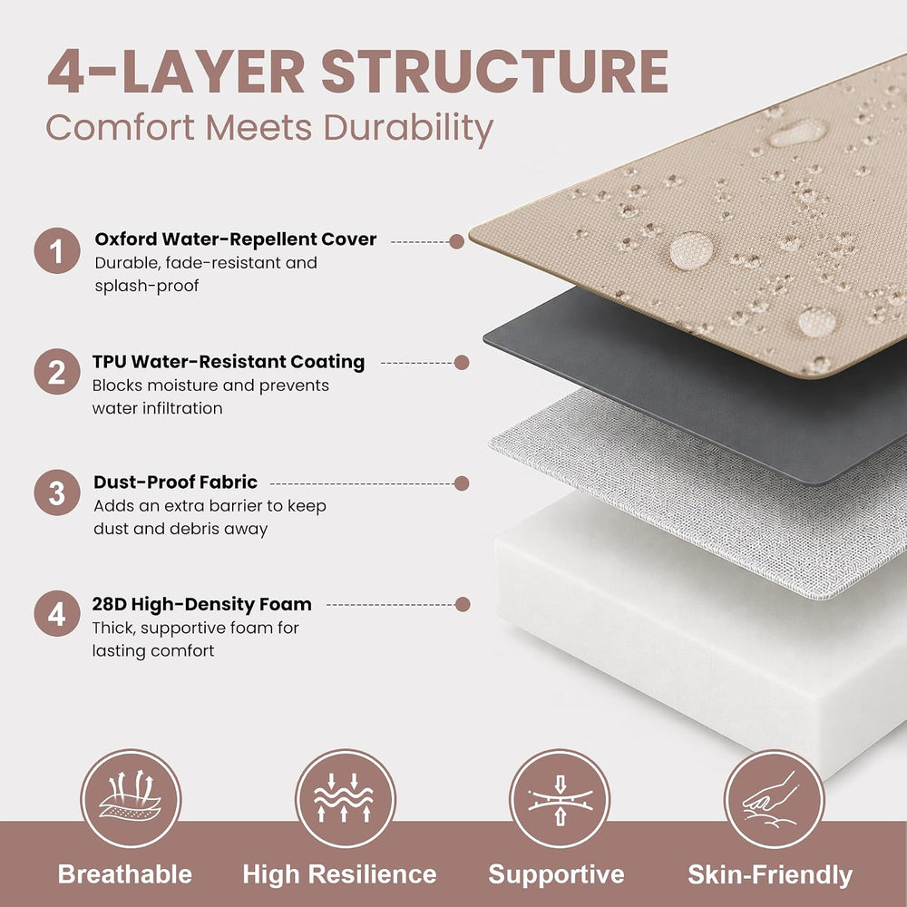Outdoor Bench Cushion Pad, Patio Bench Cushion 48"x18", Beige
