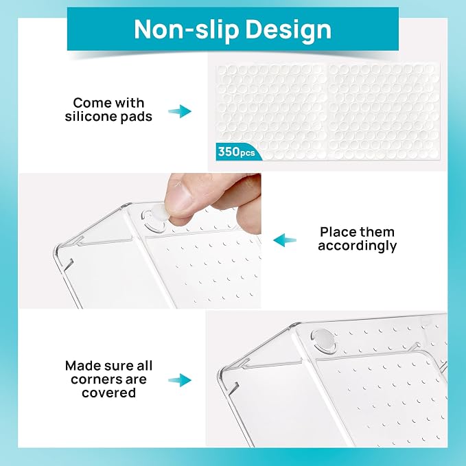 Vtopmart 72 PCS Clear Plastic Drawer Organizers Set, 4-Size Versatile Bathroom