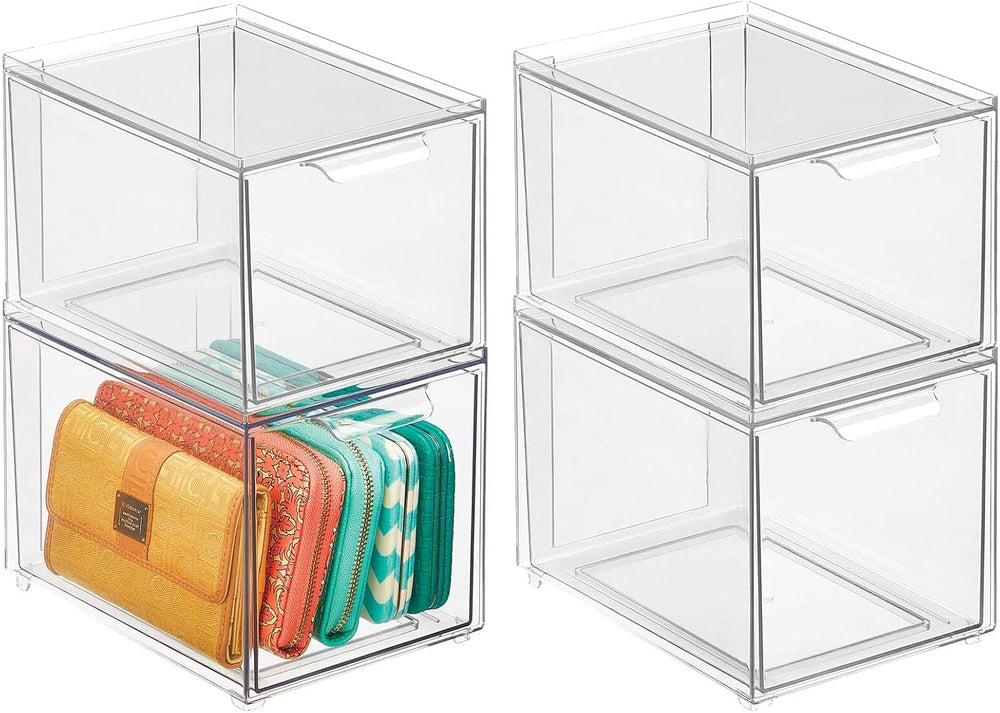 mDesign Shoe Storage Box with Drawer – Sturdy Plastic Storage Box for Shoes –...