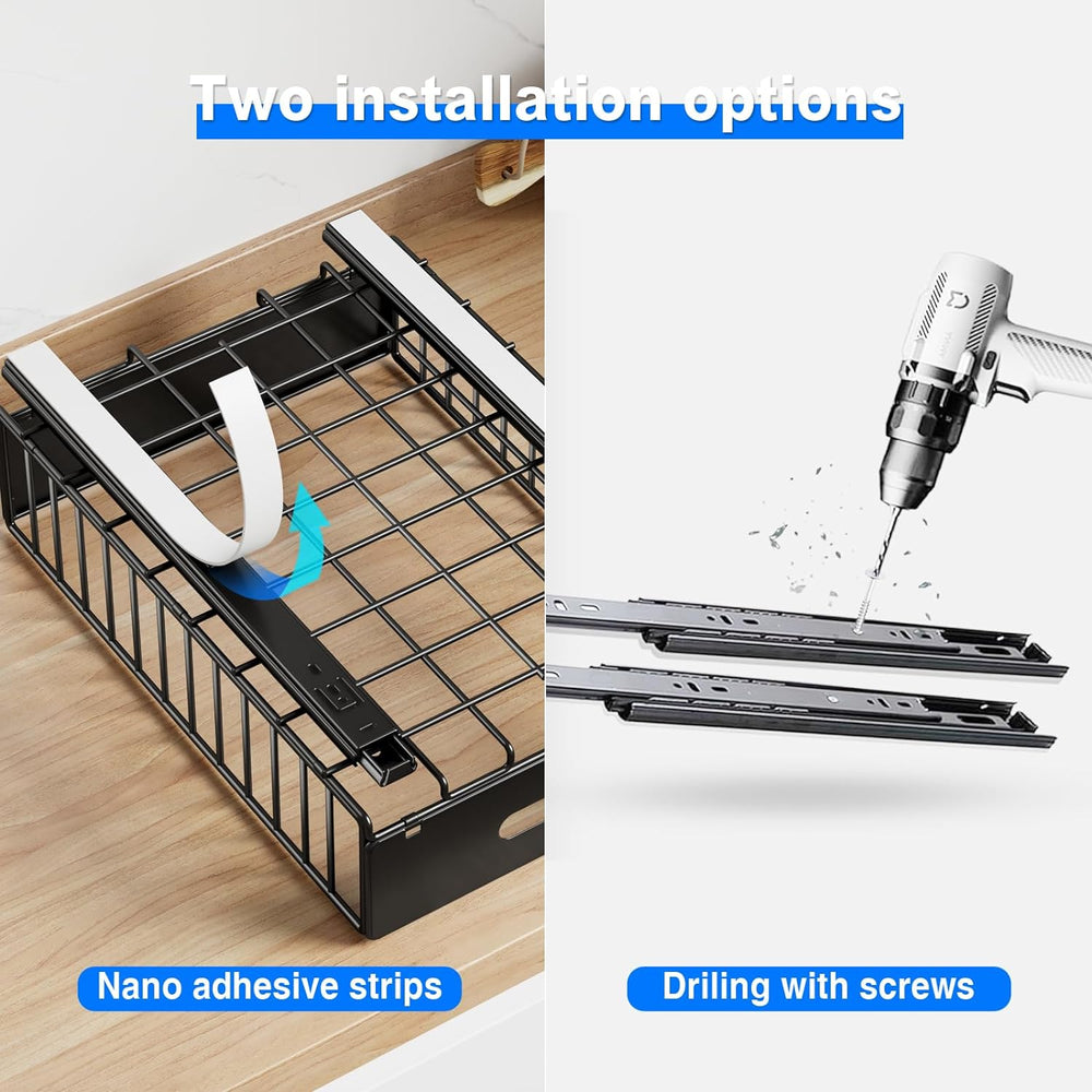 Mustorn 2 Pack Pull Out Cabinet Organizer, Slide Out Drawers for Cabinets, Pe...