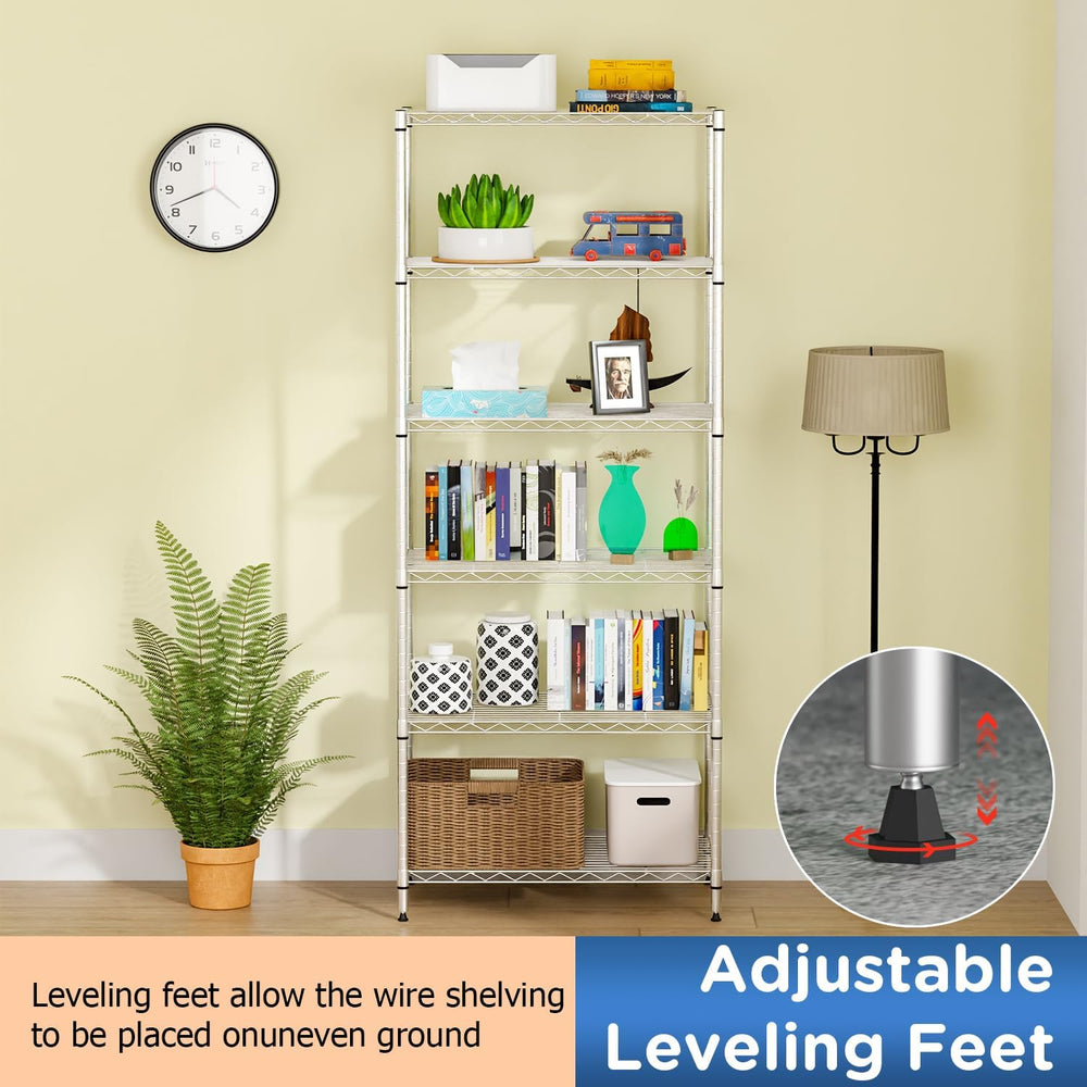 FDW | 6-Tier Wire Shelf | 23" x 13" x 59" | Chrome