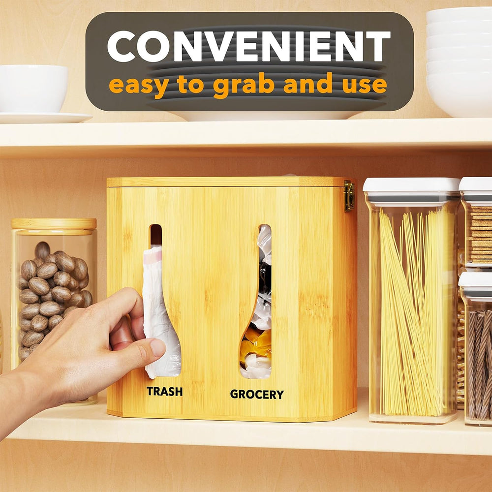 SpaceAid Bamboo 2 in 1 Garbage Bag Roll Holder & Dispenser, Under Sink Or...