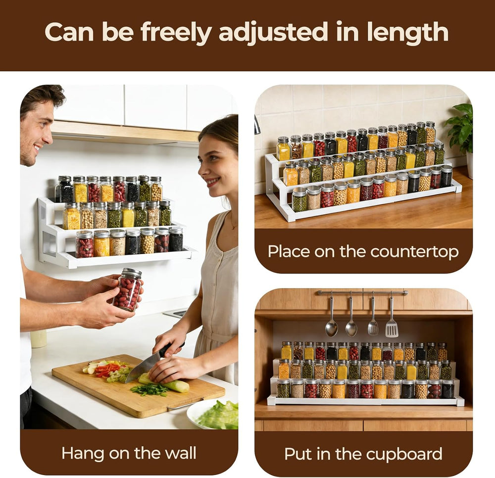 3-Tier Spice Rack Organizer for Kitchen Cabinet or Pantry, 16"-29" ...