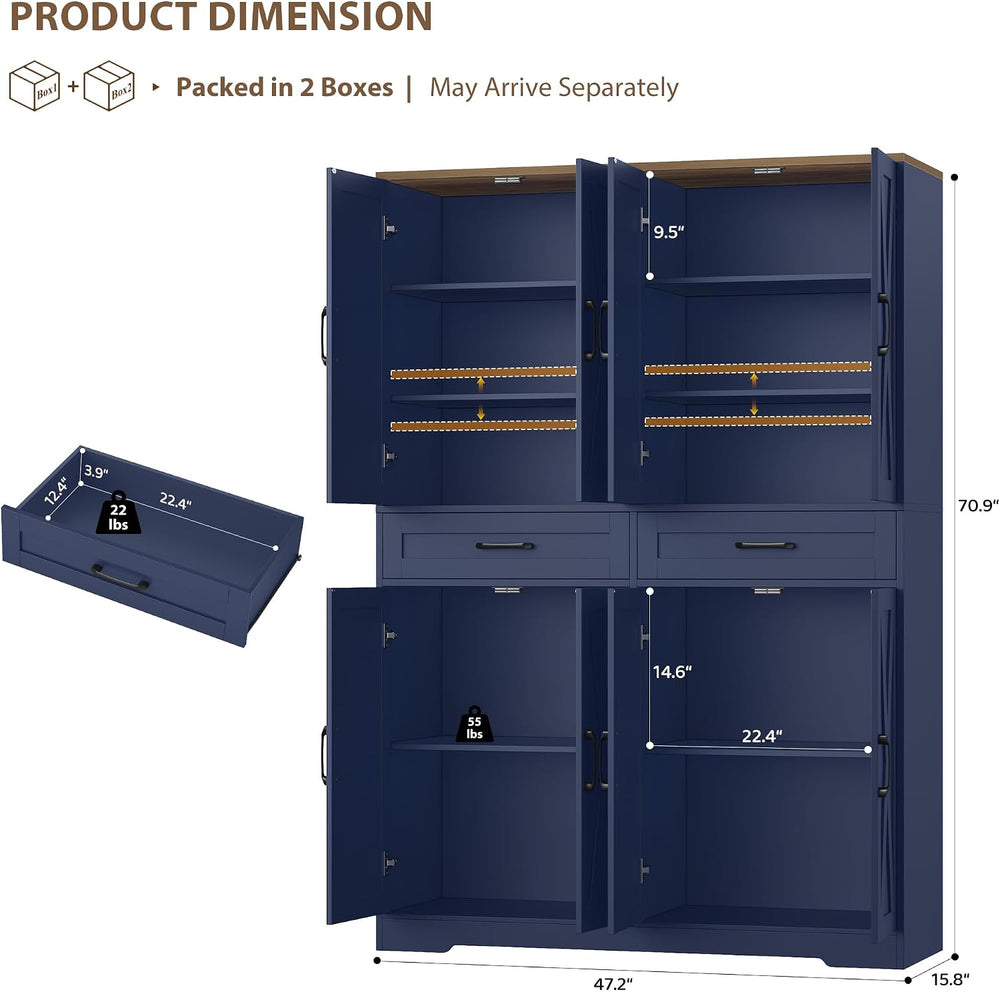 HOSTACK 71" Tall Kitchen Pantry Storage Cabinet with Doors & Shelves...
