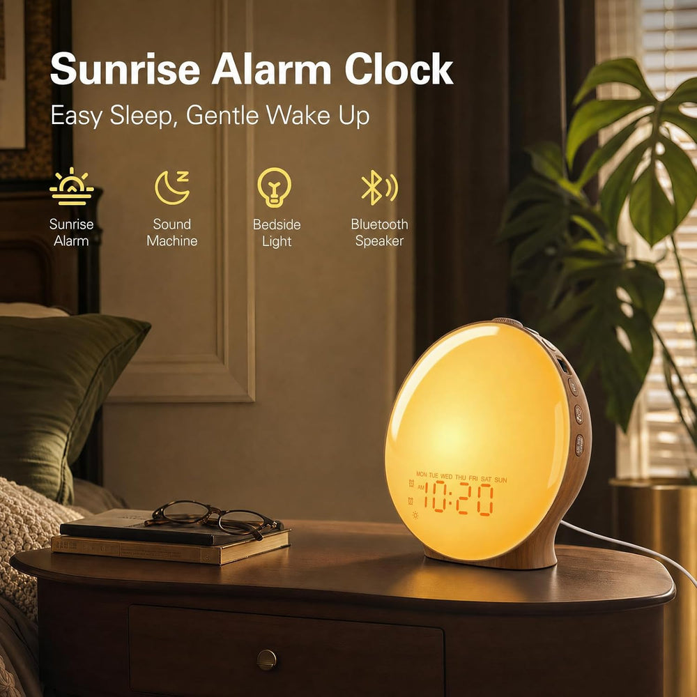 JALL Sunrise Alarm Clock for Bedrooms, Full-Screen Wake Up Light for Heavy Sl...