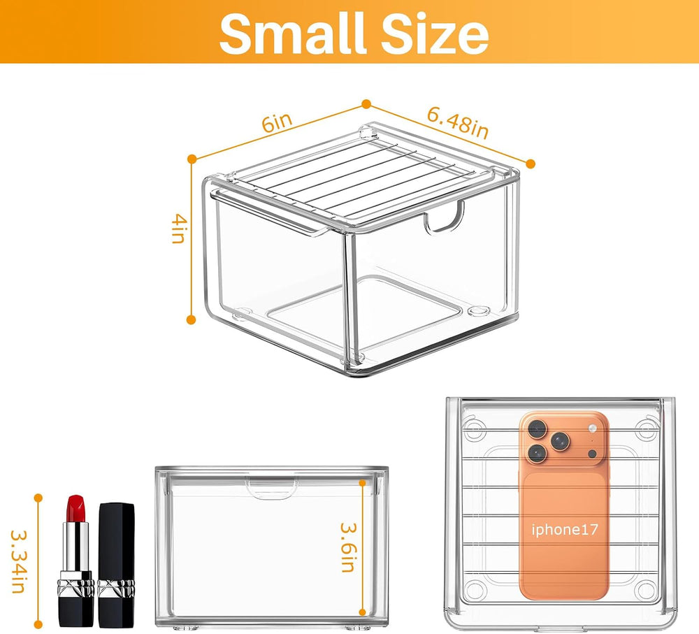 caktraie 6-Pack Stackable Acrylic Storage Drawers, Small