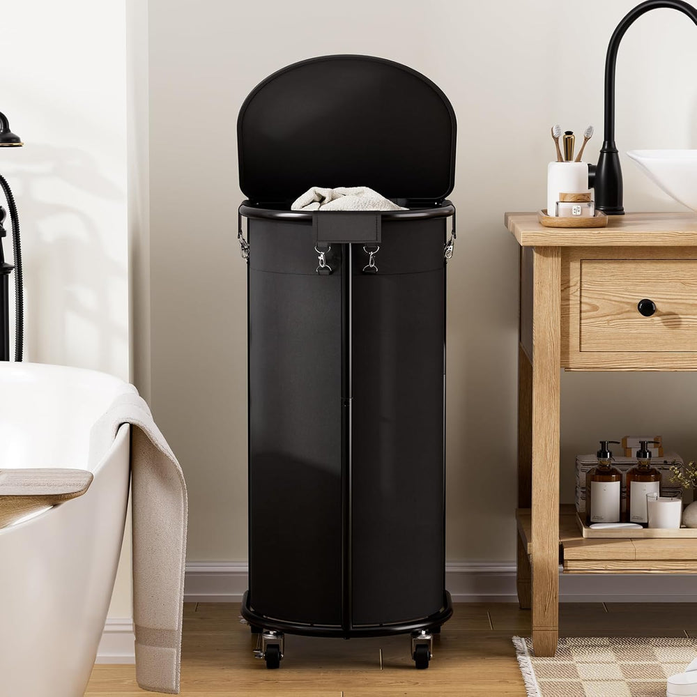 Laundry Hamper with Wheels and Lid, 100L Half Round Rolling Laundry Basket