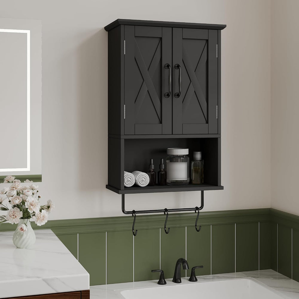 ChooChoo Small Medicine Cabinet with Towel Bar, Hanging Storage, 3 Hooks