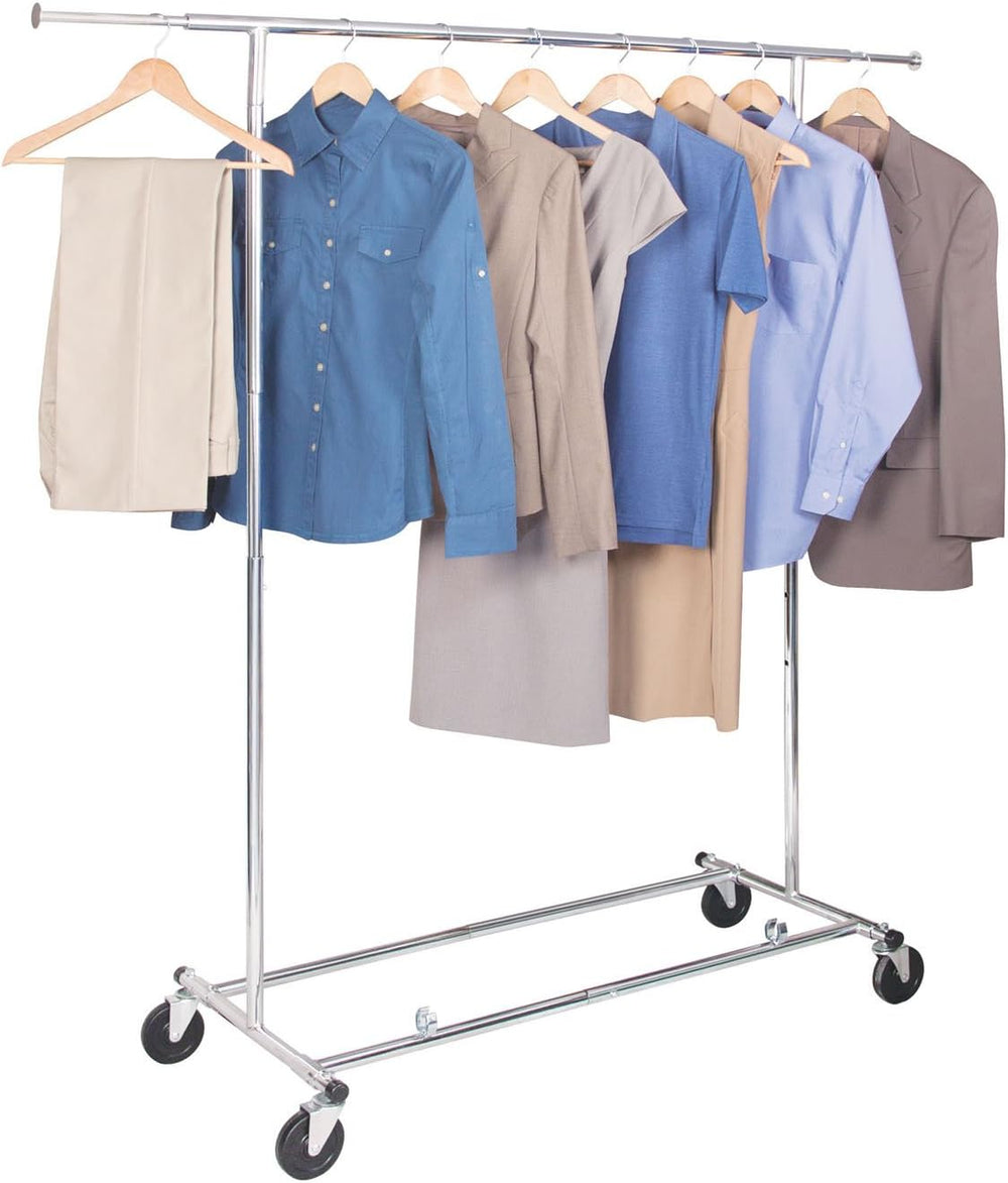Richards Homewares Adjustable Rolling Garment Rack, 50 to 74.5 L x 22 W x 57 ...