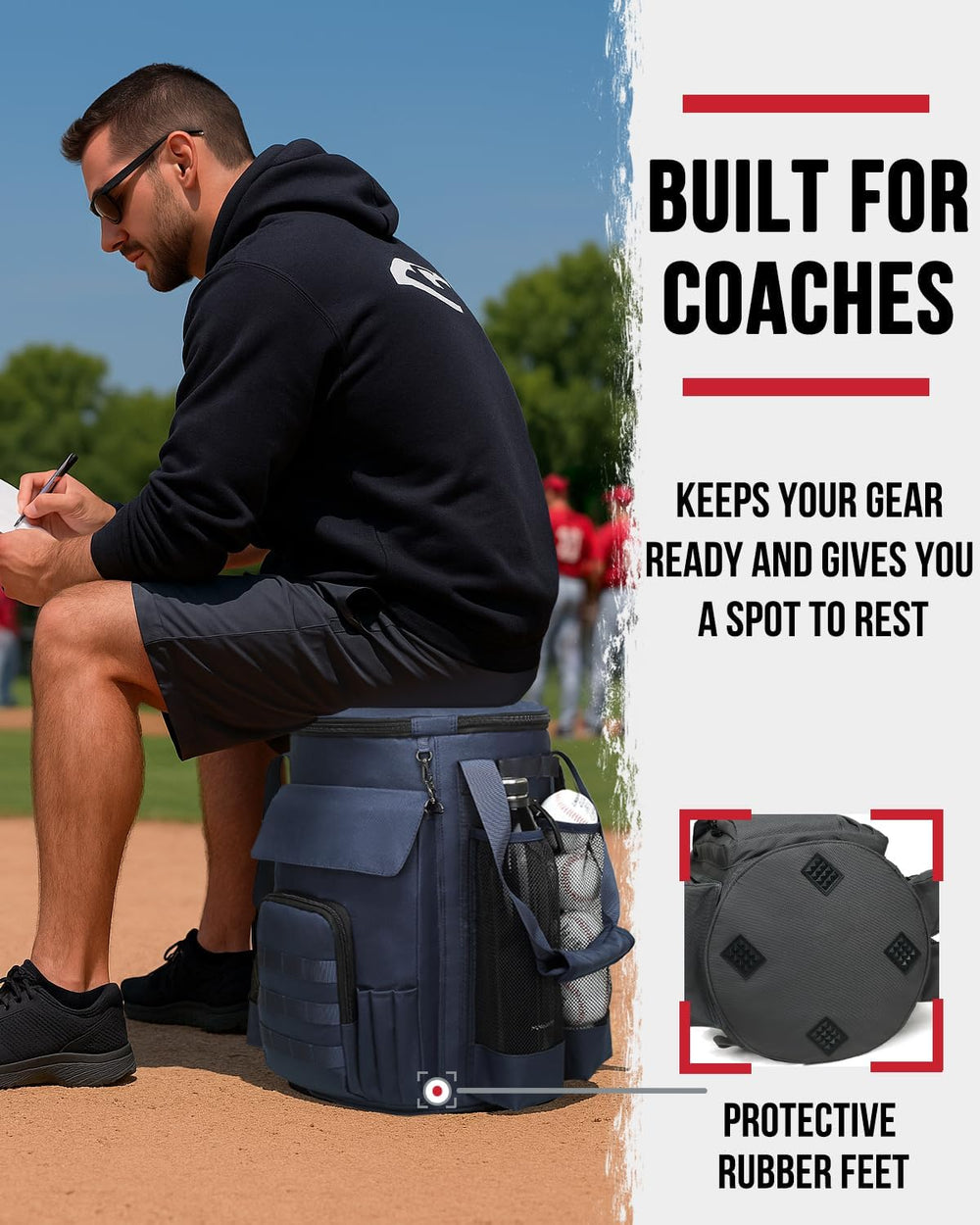 Baseball Bucket Bag, Softball Coaches Bags Fit 6 Gallon Bucket