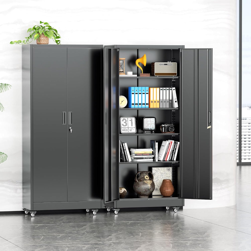 INTERGREAT73 Garage Storage Cabinet with Wheels, Rolling Metal Storage Cabine...