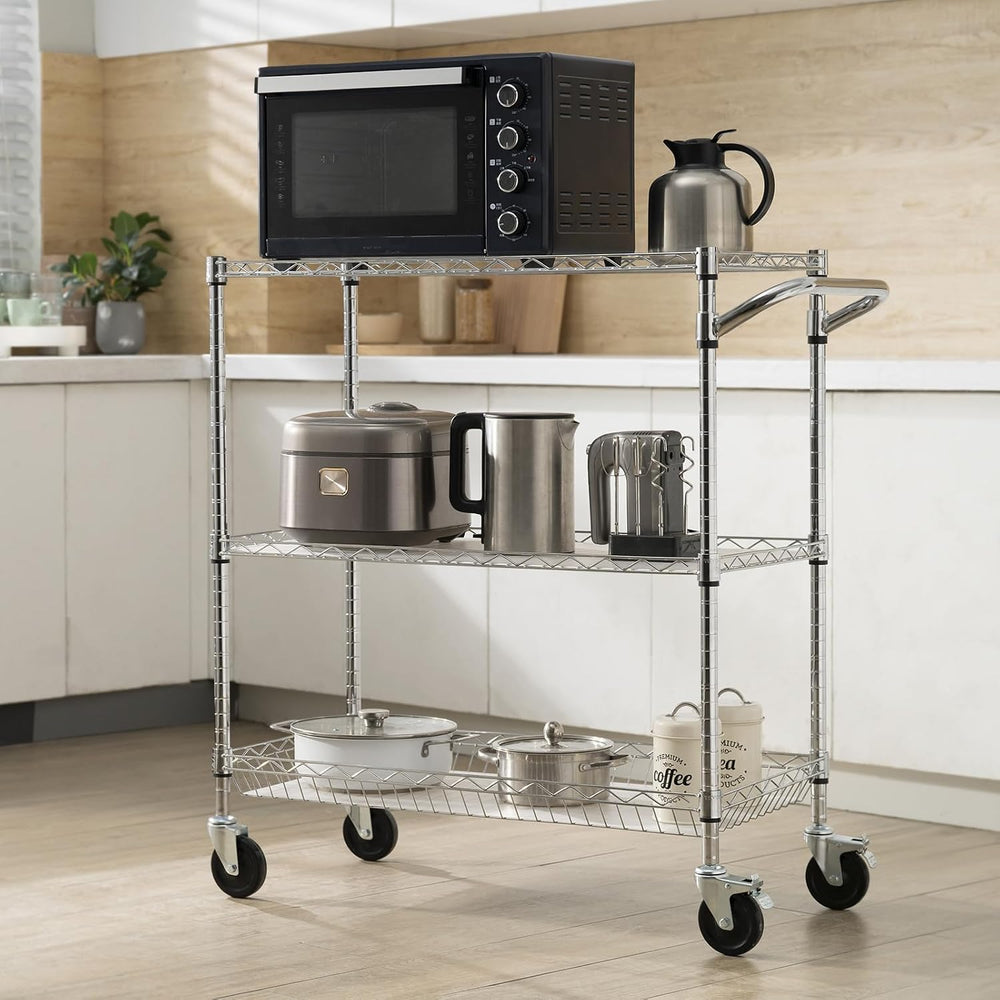 VEVOR Kitchen Utility Cart, 3 Tiers, Wire Rolling Table with 661 LBS Capacity...