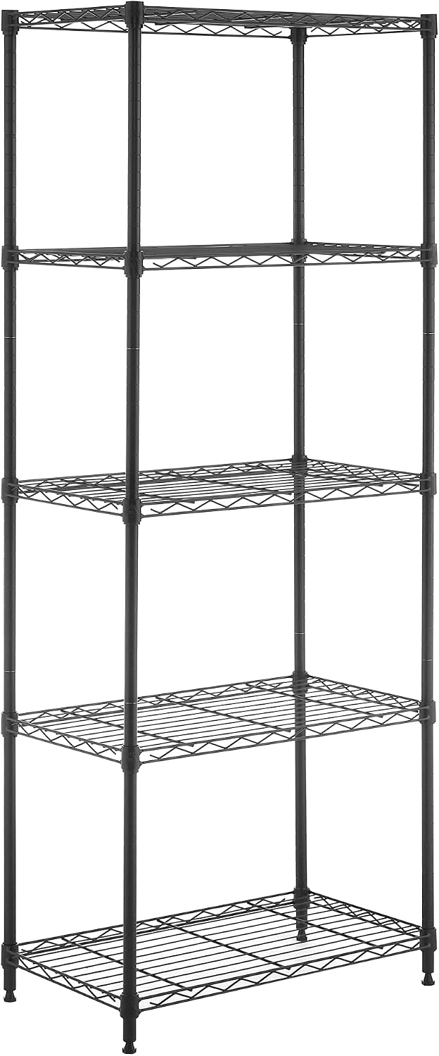 5-Tier Metal Shelf, 250 lb/Shelf, NSF, Black, 14x24x59 in
