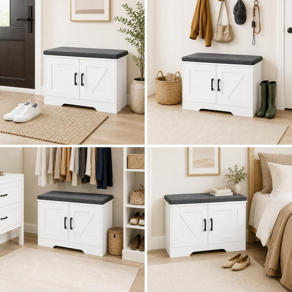 NEWBULIG Shoe Bench with Storage for Entryway, 27.6" Shoe Storage Bench