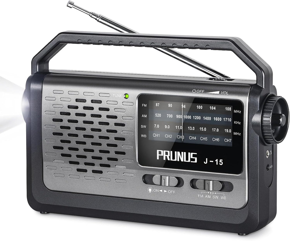 PRUNUS NOAA Weather AM FM Portable Radio,Battery Operated Radio by 3X D Cell ...