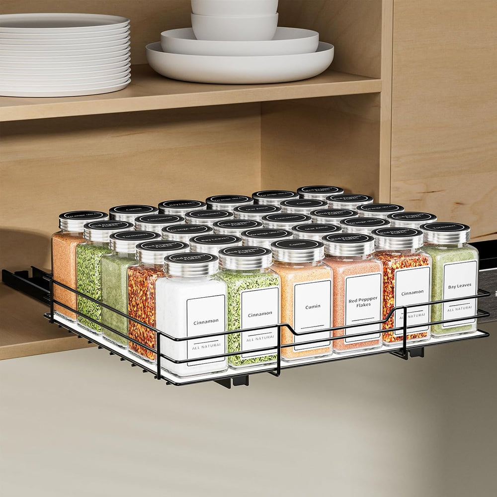 Spice Rack Organizer for Cabinet, 1 Tier Pull Out Spice Rack, Spice Organizer...