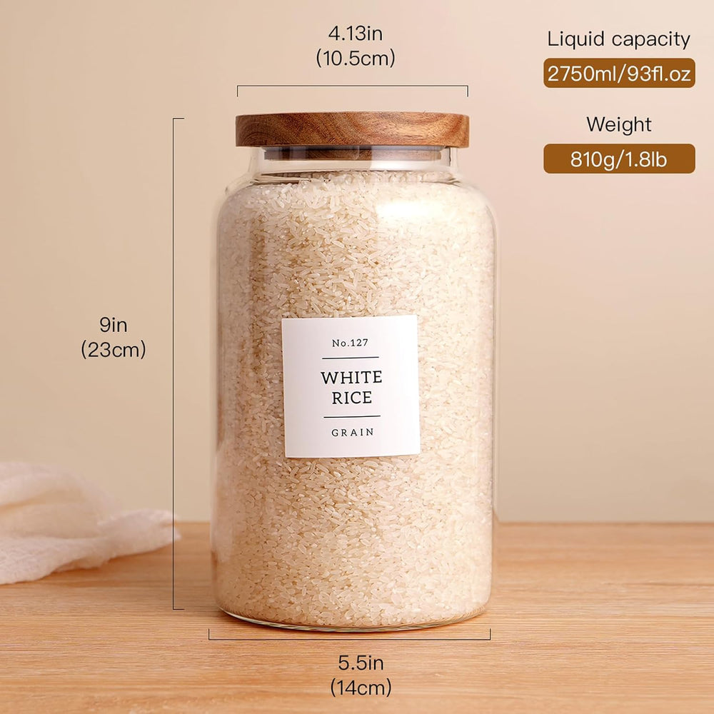 CZHQSMZ Set of 2 Large Glass Jar with Airtight Acacia Lid and 132 Kitchen Pan...
