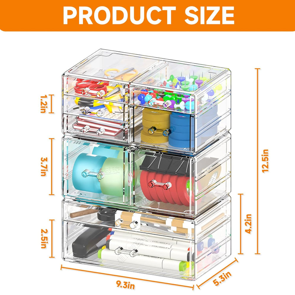 Cq acrylic Clear Stackable Storage Drawers,Plastic Makeup Organizer and Bathr...