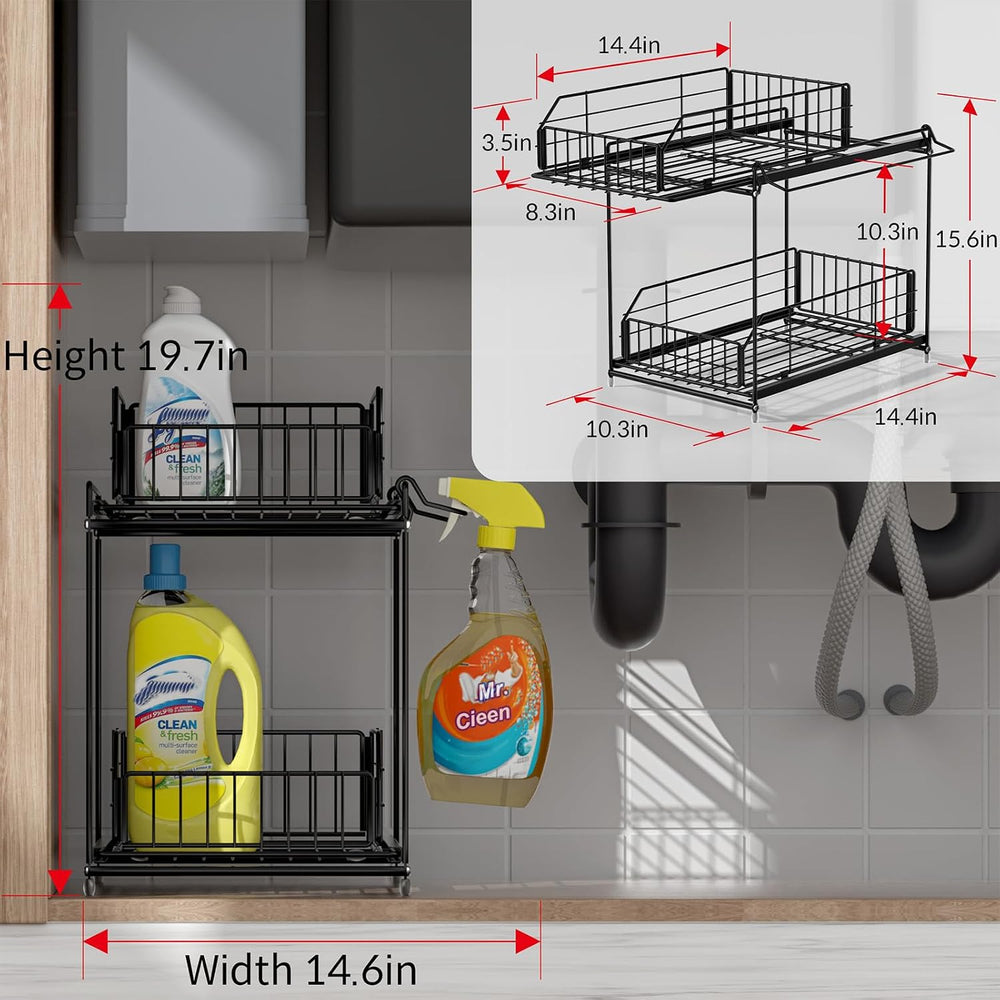 Under Sink Organizers and Storage 2 Pack, 2-Tier Pull Out