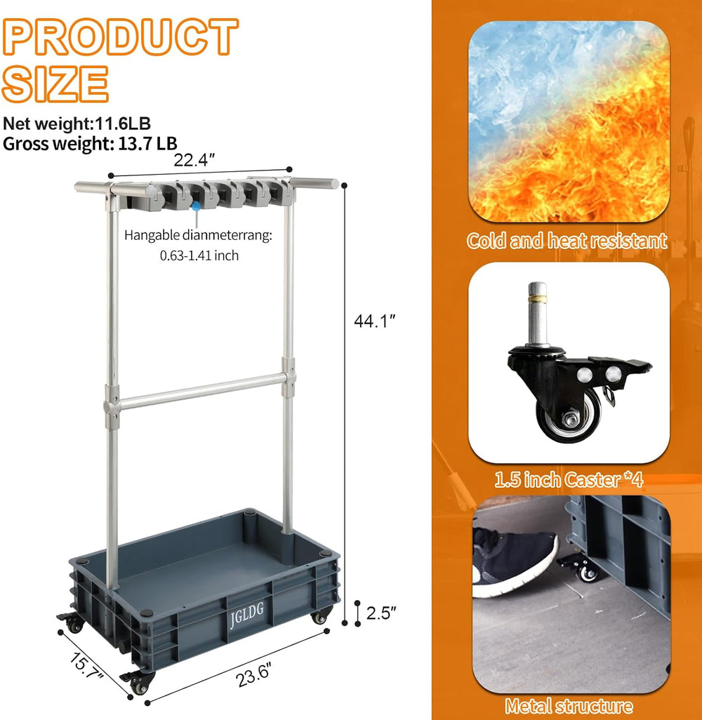 Mobile Mop and Broom Holder,Efficient Storage Solution for Cleaning Tools Kee...