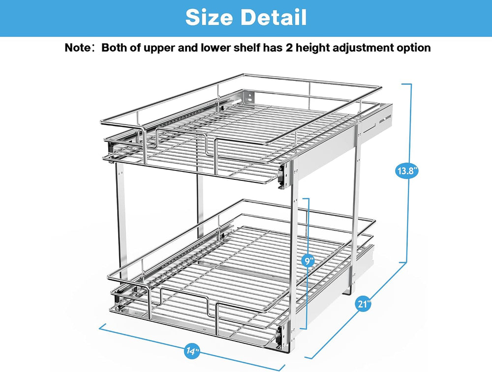 LOVMOR Individual Pull Out Cabinet Organizer, 2 Tier Slide Out Cabinet Drawer...