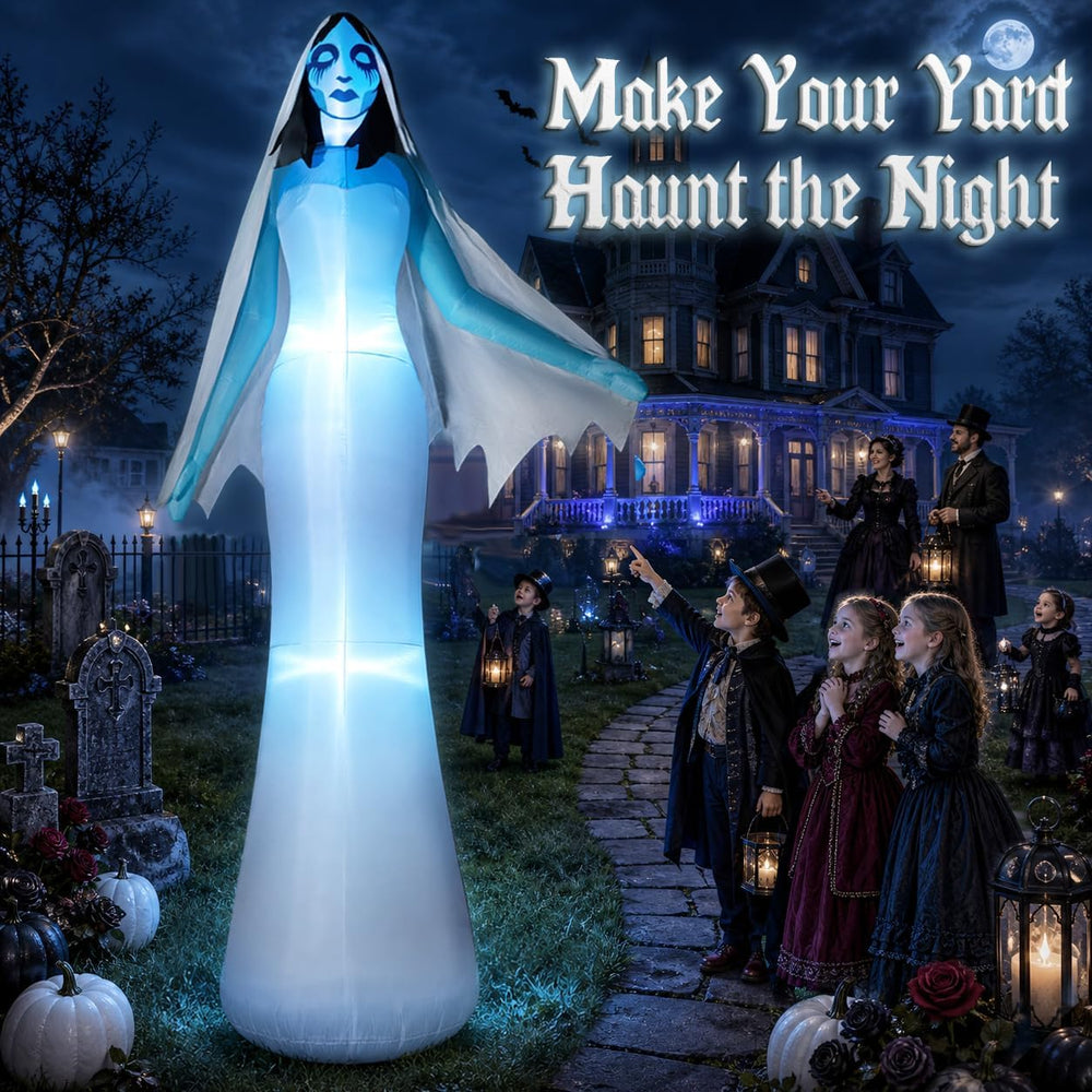 zukakii 12FT Giant Halloween Inflatables Ghost Bride with Built-in Whole-Body...