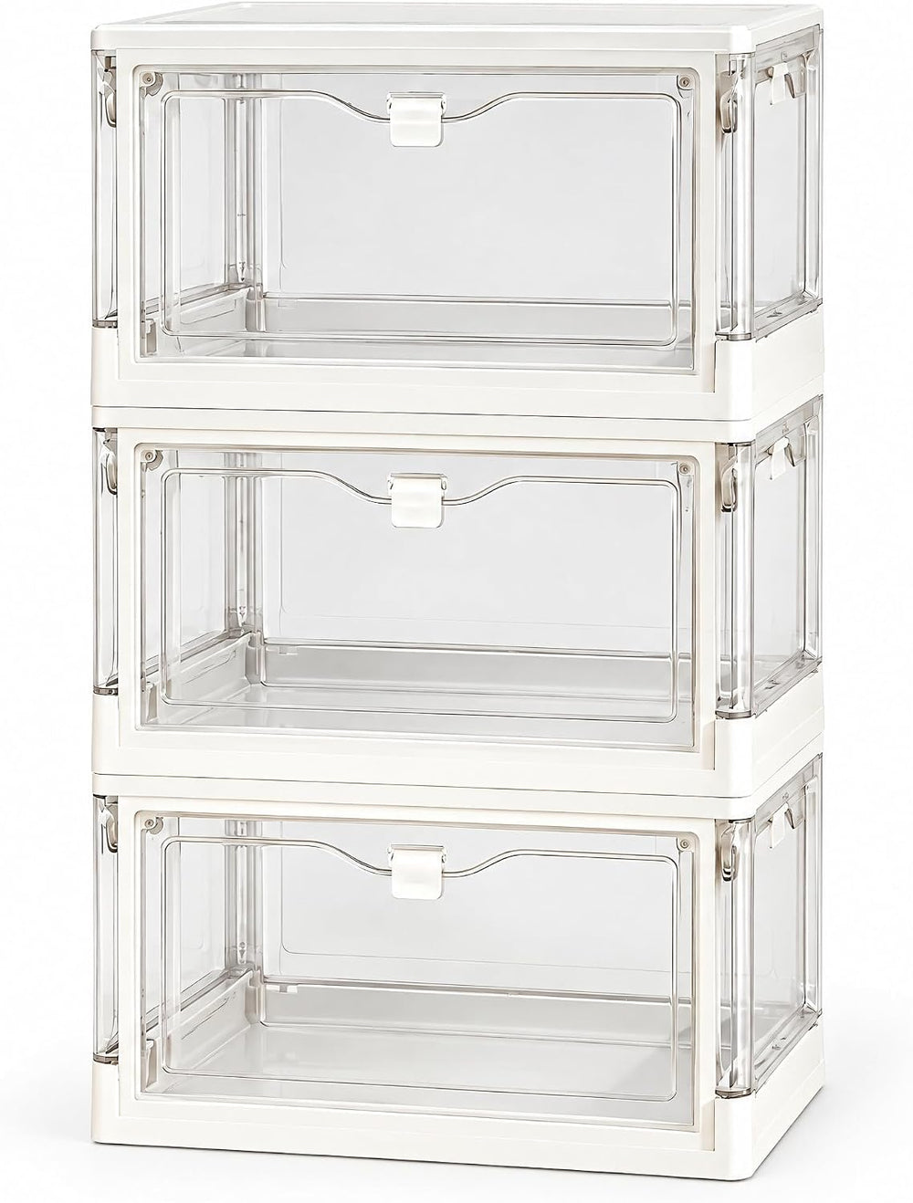 Pulseplay 24 QT Clear Stackable Storage Bins with Lids and Latches,3 Pack