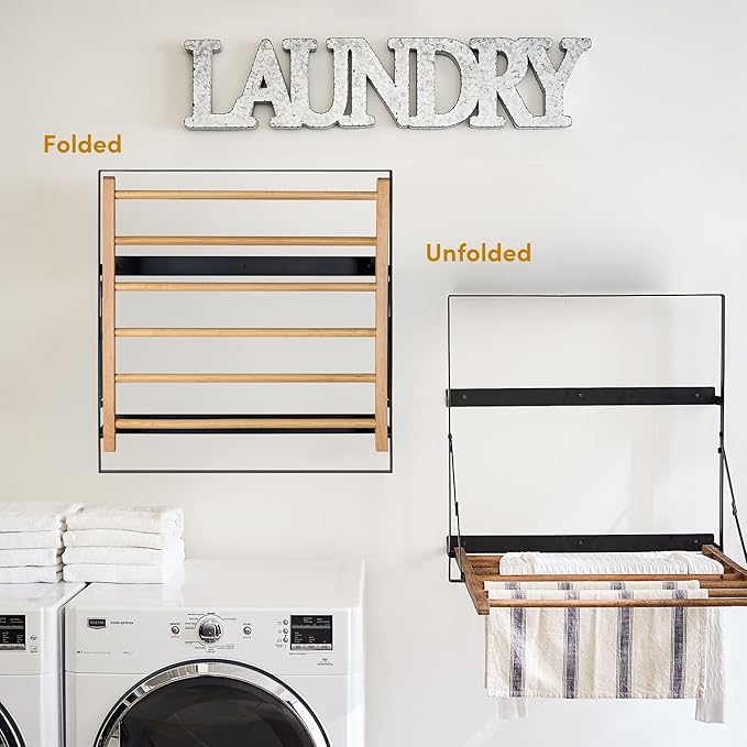 TOMACE Wall Mounted Clothes Drying Rack Laundry Drying Rack Collapsible