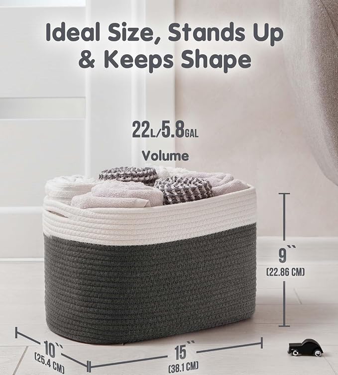 CHAT BLANC Cotton Rope Baskets for Organizing | Storage Baskets for Shelves |