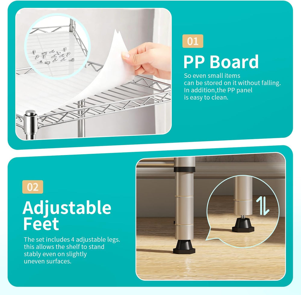 BestOffice | 4-Tier Wire Shelf | 12" x 18" x 44 | Chrome