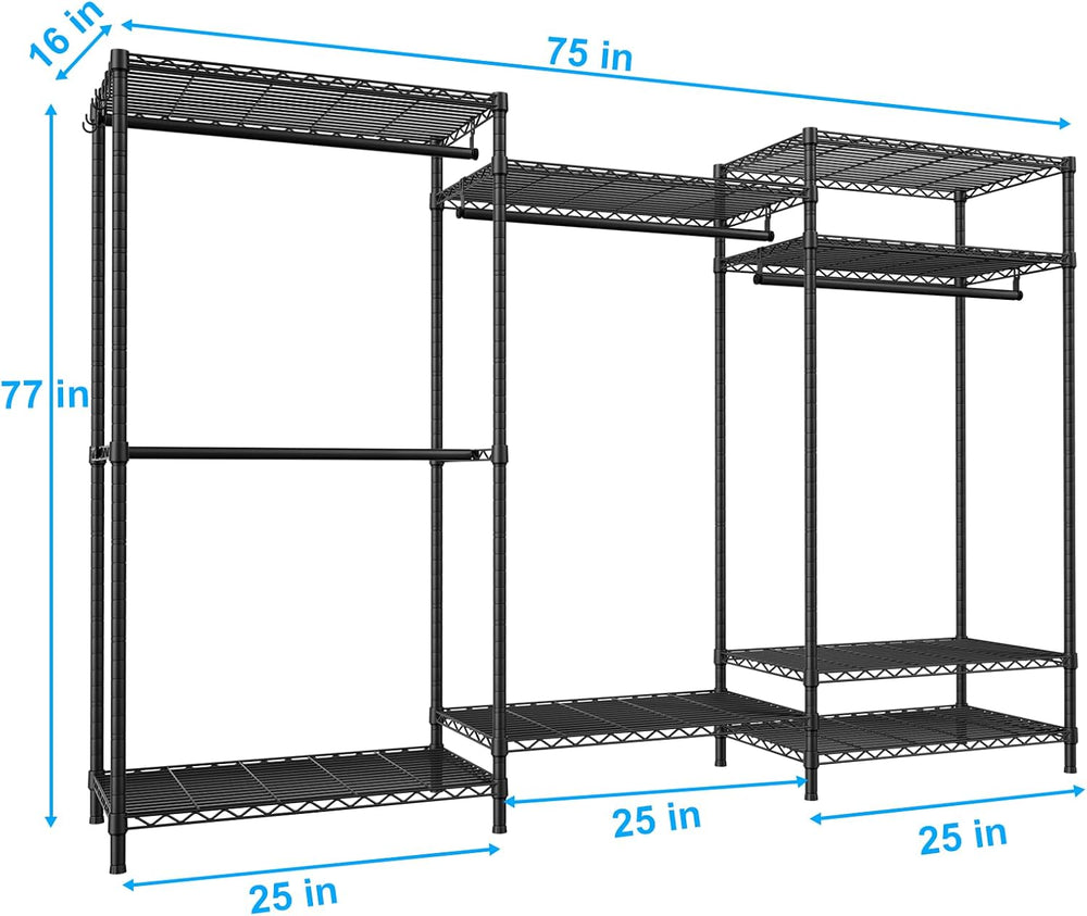 Ulif E13 Pro Heavy Duty Clothes Rack(With 4 Hanger Rods & 8 Shelves) Free...