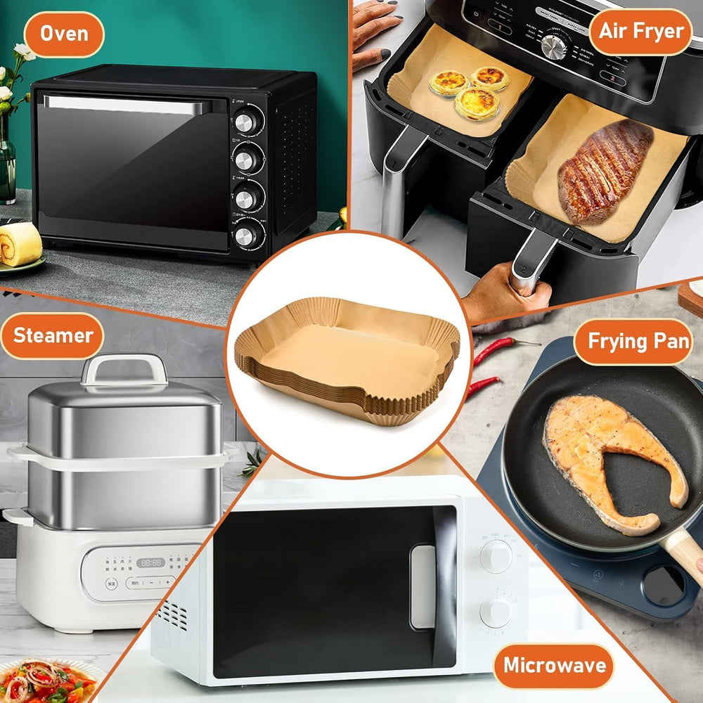 Air Fryer Liners Disposable, Rectangular Airfryer Paper Liners for Ninja 2-Ba...