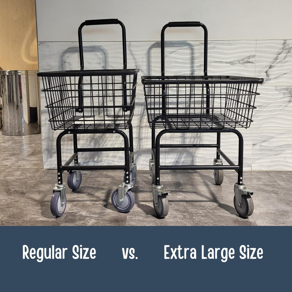 LVP Work Horse Commercial Laundry Cart with Removable Handle (Black, Regular)