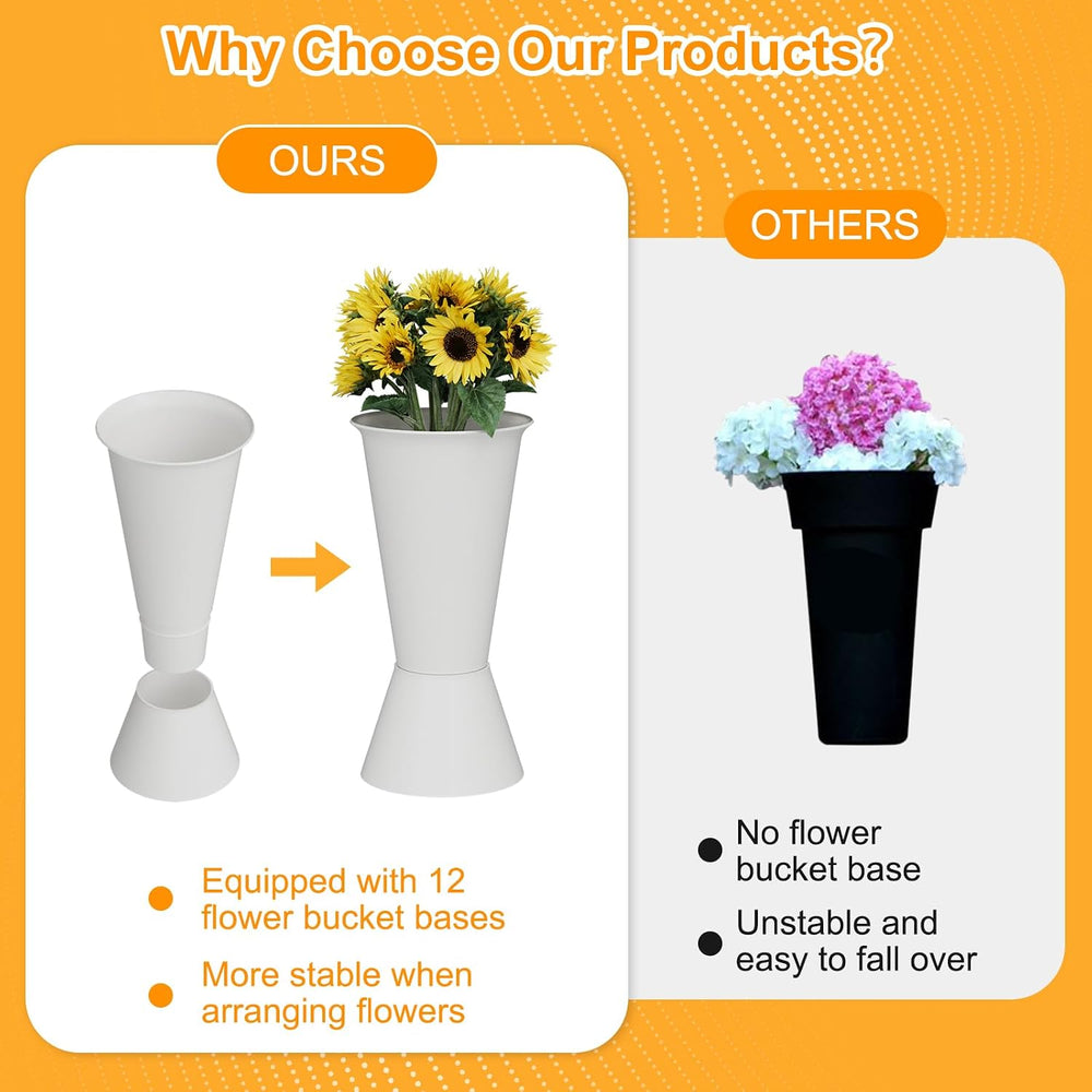 Flower Stand, 3-Tier Flower Display Stand with Buckets for Indoor Outdoor, Fl...