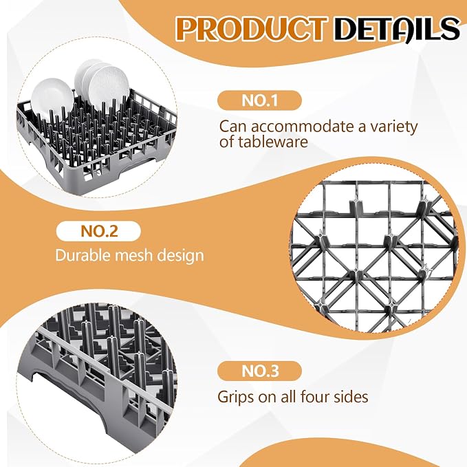 Commercial Dishwasher Tray Rack Polypropylene Full Size Flatware Rack