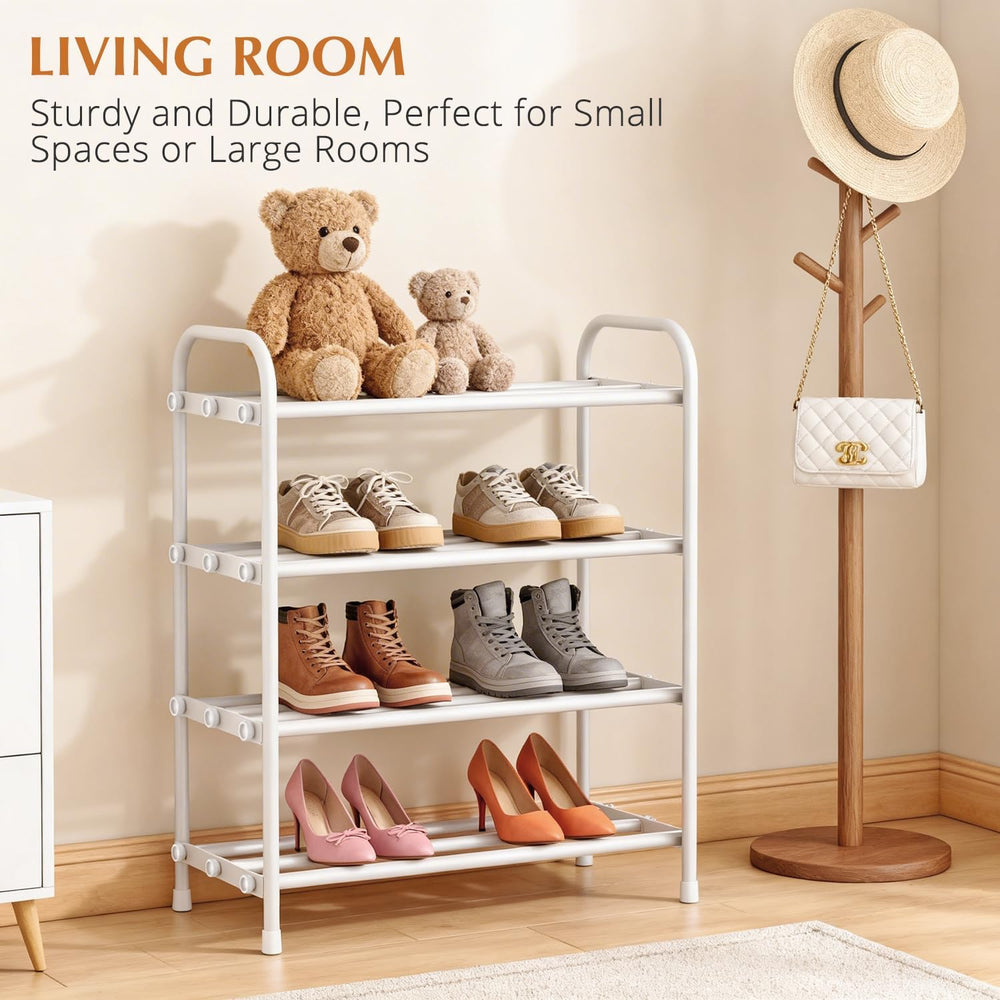 Expandable Shoe Rack for Closet & Entryway, Shoe Organizer, 4-Tier, White