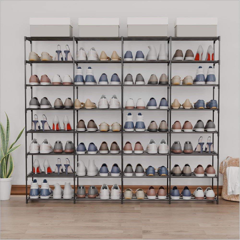 SMILHELTD Large Shoe Rack 4 Row 8 Tier for Entryway Holds 64 Pairs