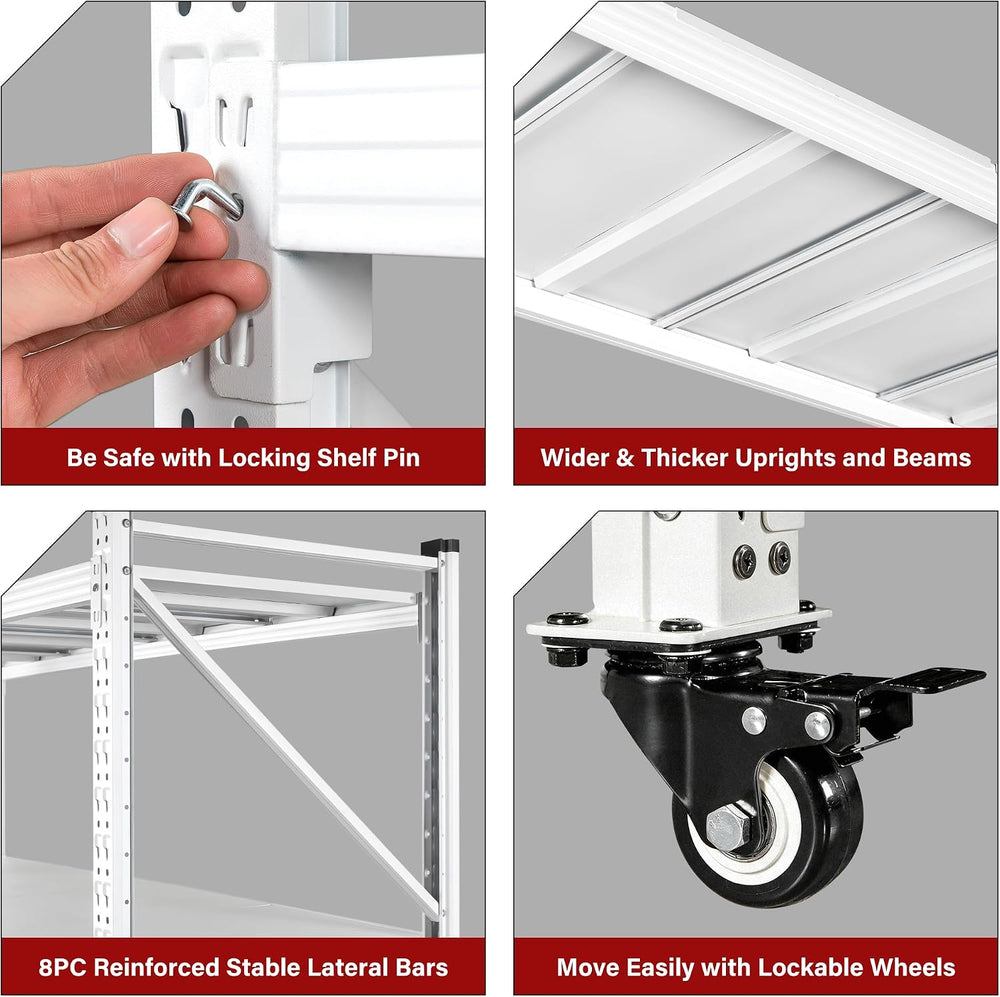 75.6" Tall Storage Shelves with Wheels,Rolling Heavy Duty Garage Shelvin...
