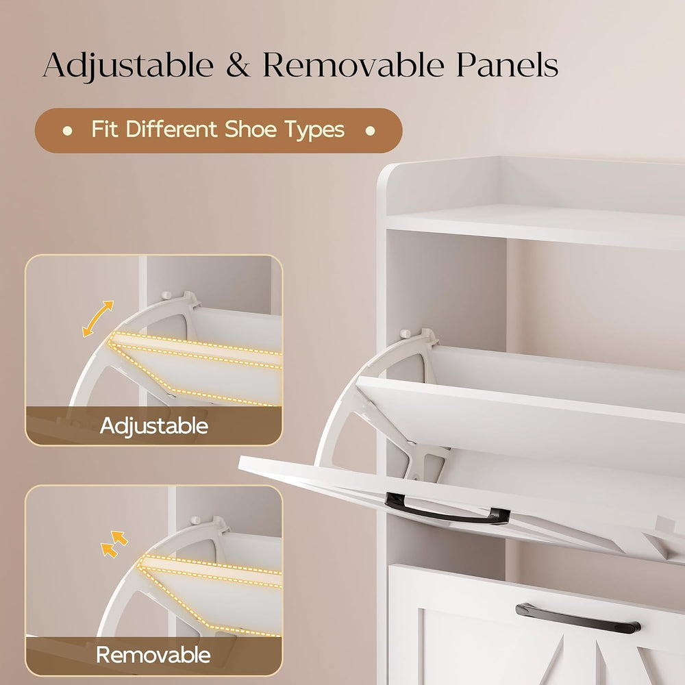 MU Shoe Storage Cabinet with 4 Flip Drawers, Freestanding Shoe Cabinet, Slim ...