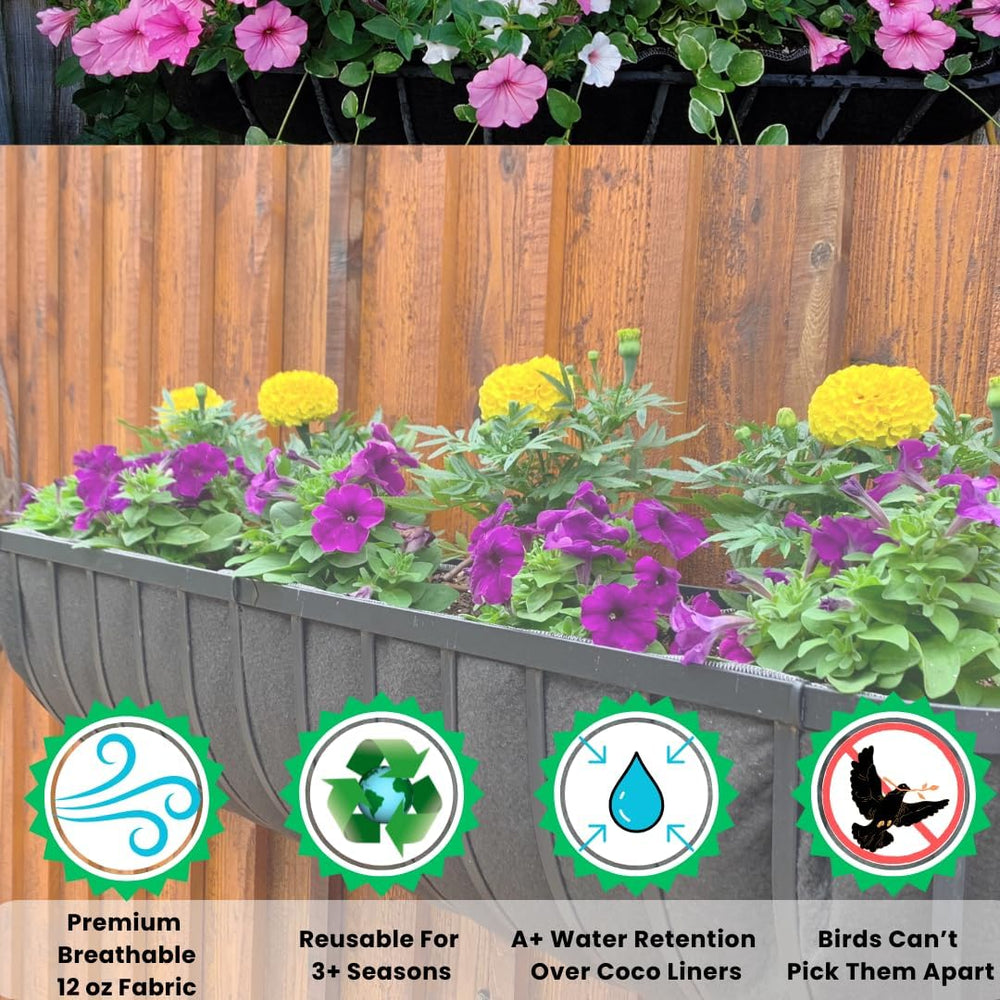 44 Inch Trough Coco Liner Replacement – Reusable Fabric Hayrack Window Box Li...
