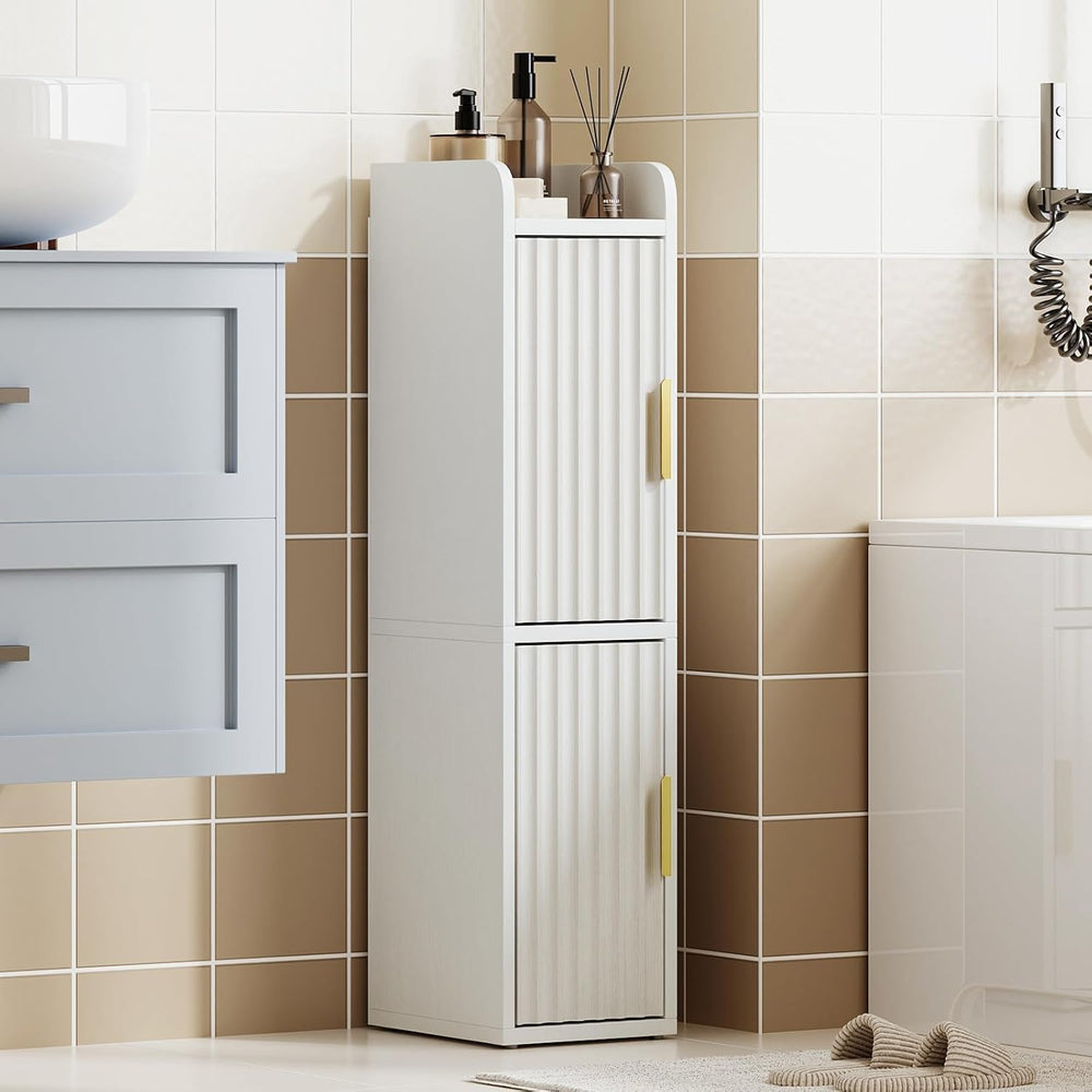 Yoobure Fluted Small Bathroom Storage Cabinet, Narrow Toilet Paper Cabinets