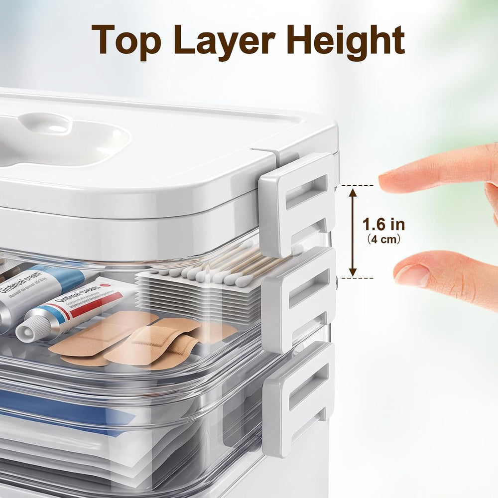 3-Tier Medicine Organizer Storage Box with Handle, Portable First Aid Kit Org...