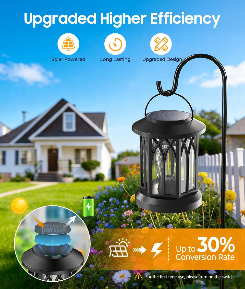 Solar Lanterns Outdoor Waterproof 4 Pack, Upgraded Solar Lantern Outdoor