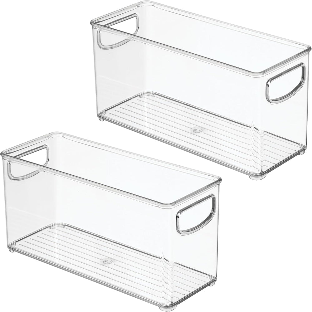 iDesign Plastic Stackable Pantry Bin, Set of 2, Clear