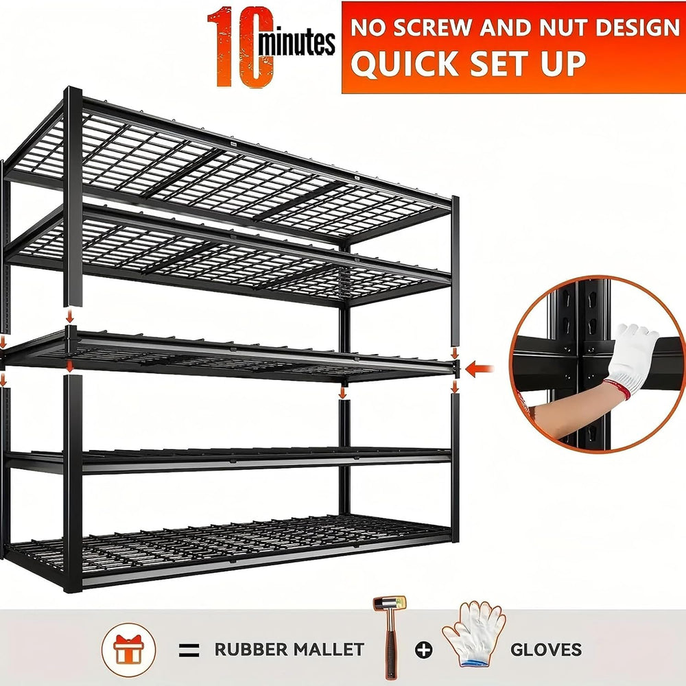 Garage Shelving, Heavy Duty Storage Shelves Metal Shelf Unit Adjustable Indus...