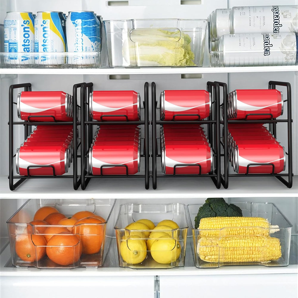 MOOACE 4 Pack Can Organizer for Pantry, Stackable Soda Can Dispenser Rack