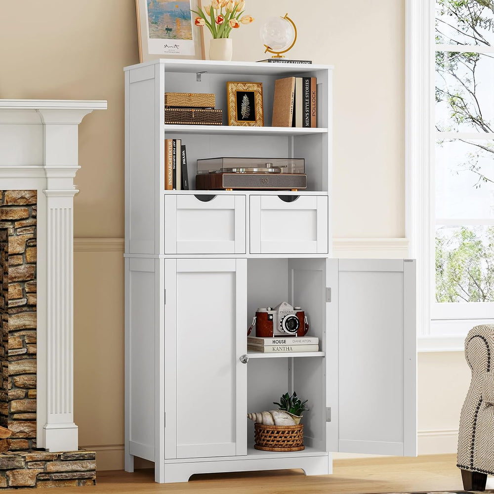 Iwell Tall Bathroom Cabinet, Storage Cabinet with Adjustable Shelves, Bathroo...